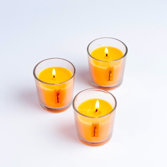 Glass set of 3 candles-Soy wax Mandarin (customised)-SALE - Picture 2 of 2